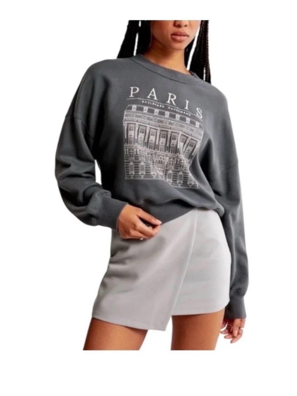 Abercrombie & Fitch Paris Graphic Sweatshirt - Charcoal Gray